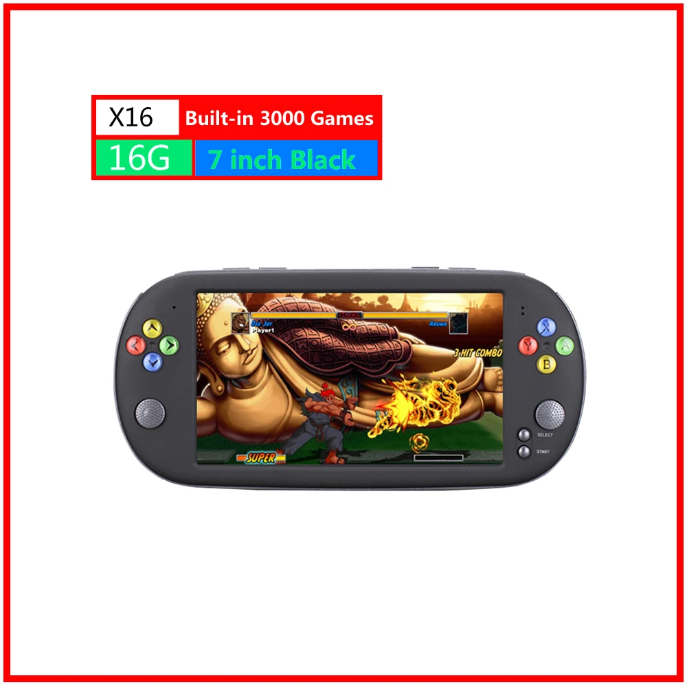 X12/X9/X16 портативная игровая консоль 8 Гб 16 Гб встроенные 2000 игры для psp игровой плеер для FC/GB/GBA/NES/SFC/PS gaming - Цвет: X16 16G Black
