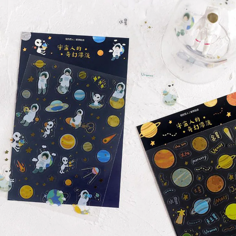 

1 Pcs Cute Cosmic Man's Fantastic Drifting Series Planet Decorative Stickers Scrapbooking Sticker Label Diary Stationery Album