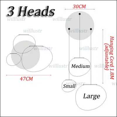 Modern Glass Pendant Lamp Irregular Stonelike Hotel Lobby Mall Hall Villa Stair Duplex Living Room Customizable Hanging Lighting - Цвет корпуса: 3 Heads