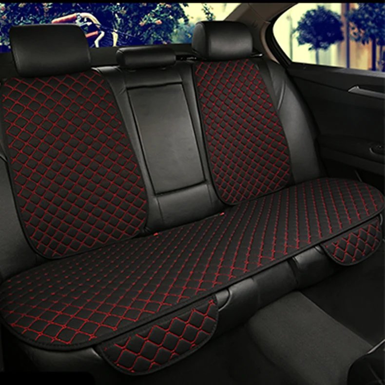 1 black red rear Универсальный льняной чехол для автомобильного сиденья, льняное сиденье, спинка, подушка, коврик для авто, защита переднего и заднего сиденья - Название цвета: 1 black red rear