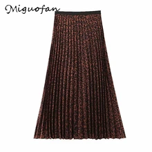 Miguofan, женские юбки, леопардовая расцветка, плиссированные юбки, Ретро стиль, уличная одежда, высокая талия, панк стиль, офисные длинные юбки для женщин, осень