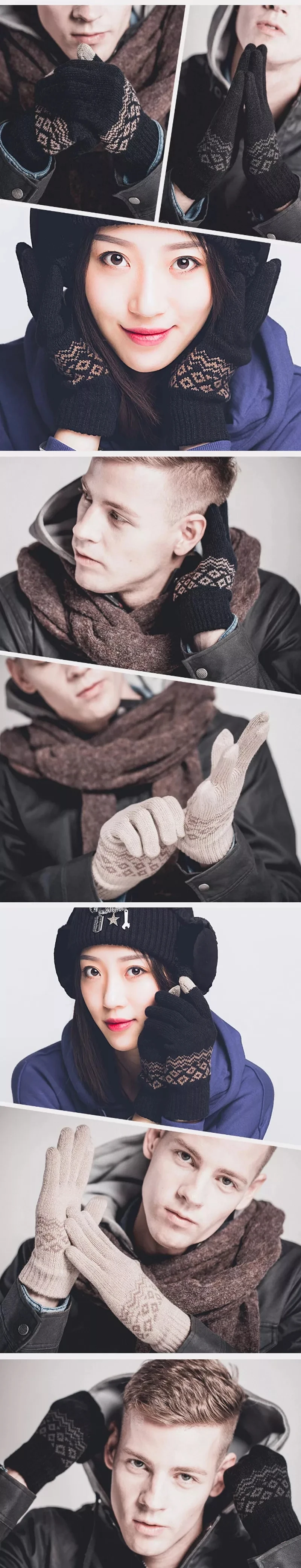 Xiaomi FO перчатки для сенсорного экрана для женщин и мужчин зимние теплые бархатные перчатки для экрана телефона планшета подарок на день рождения/Рождество