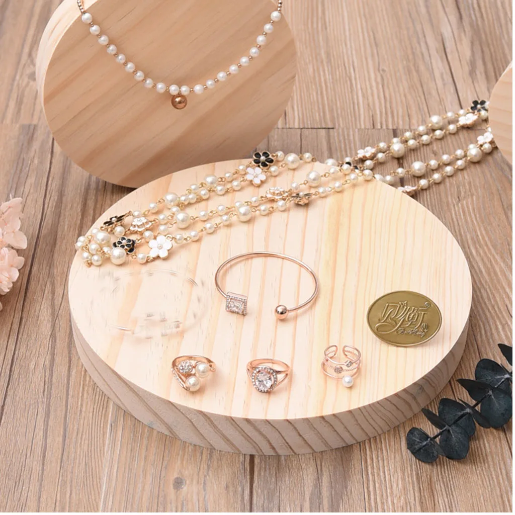 

3 Pieces Unpainted Wooden Necklace Bangle Stand Watch Display Storage Jewelry Showcase