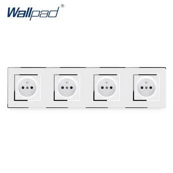 

4 EU Power Socket Wallpad Luxury Wall Electric Outlet Mirror Acrylic Panel EU French Standard 16A AC 110~250V Schuko