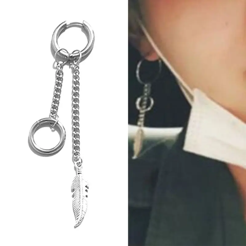 

10 Pcs/set Personality Versatile Men and Women Earrings Simple Stylish Long Stainless Steel Silver Color Ear Jewelry