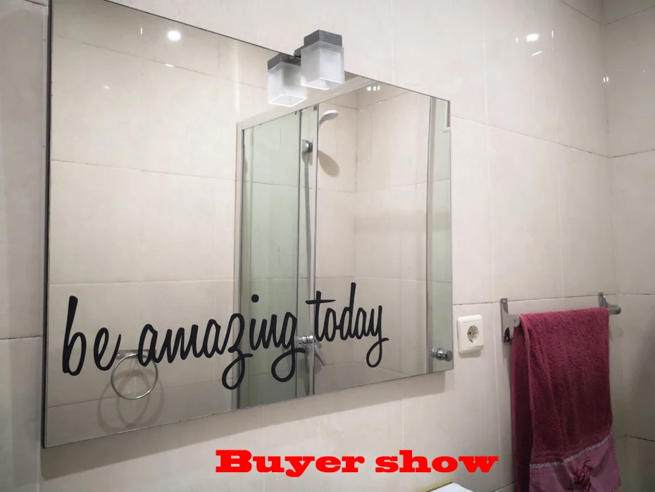 Водонепроницаемые настенные наклейки Be Amazing Today с цитатой для зеркала туалета
