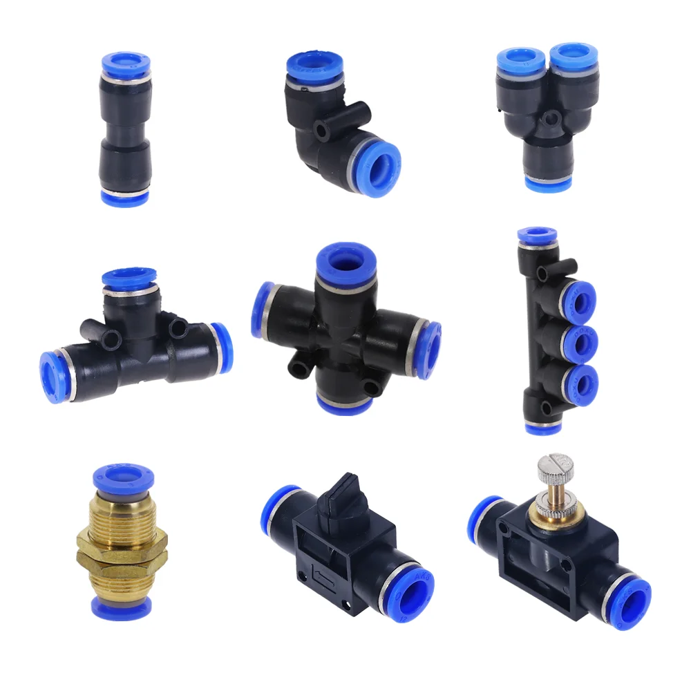 Pneumatic Push In Fittings Nylon Pipe Tubing Tube Choice Thread for Air/Water 