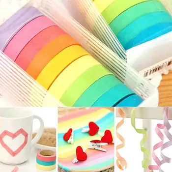 

10 Rolls Decorative Washi Sticky Paper Masking Adhesive Tape Scrapbooking DIY Drop shipping Diary Stickers