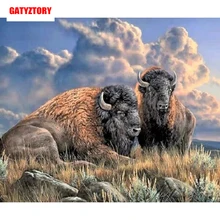 GATYZTORY, 3D алмазная живопись, полная квадратная дрель, сделай сам, домашний декор, ремесло, стразы, мозаичная картина, два бисона, фото, на заказ, настенное искусство