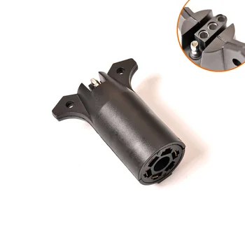 

1pc RV 7 Way Round to 4 Pin Flat Trailer Light Adapter Plug Connector Boat Black NEW