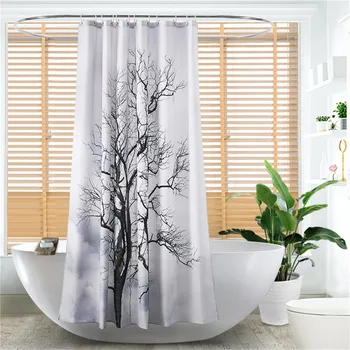 

High Quality Simple Style Tree Branches Digital Printing Shower Curtain Waterproof Polyester Shower Curtain Household Items