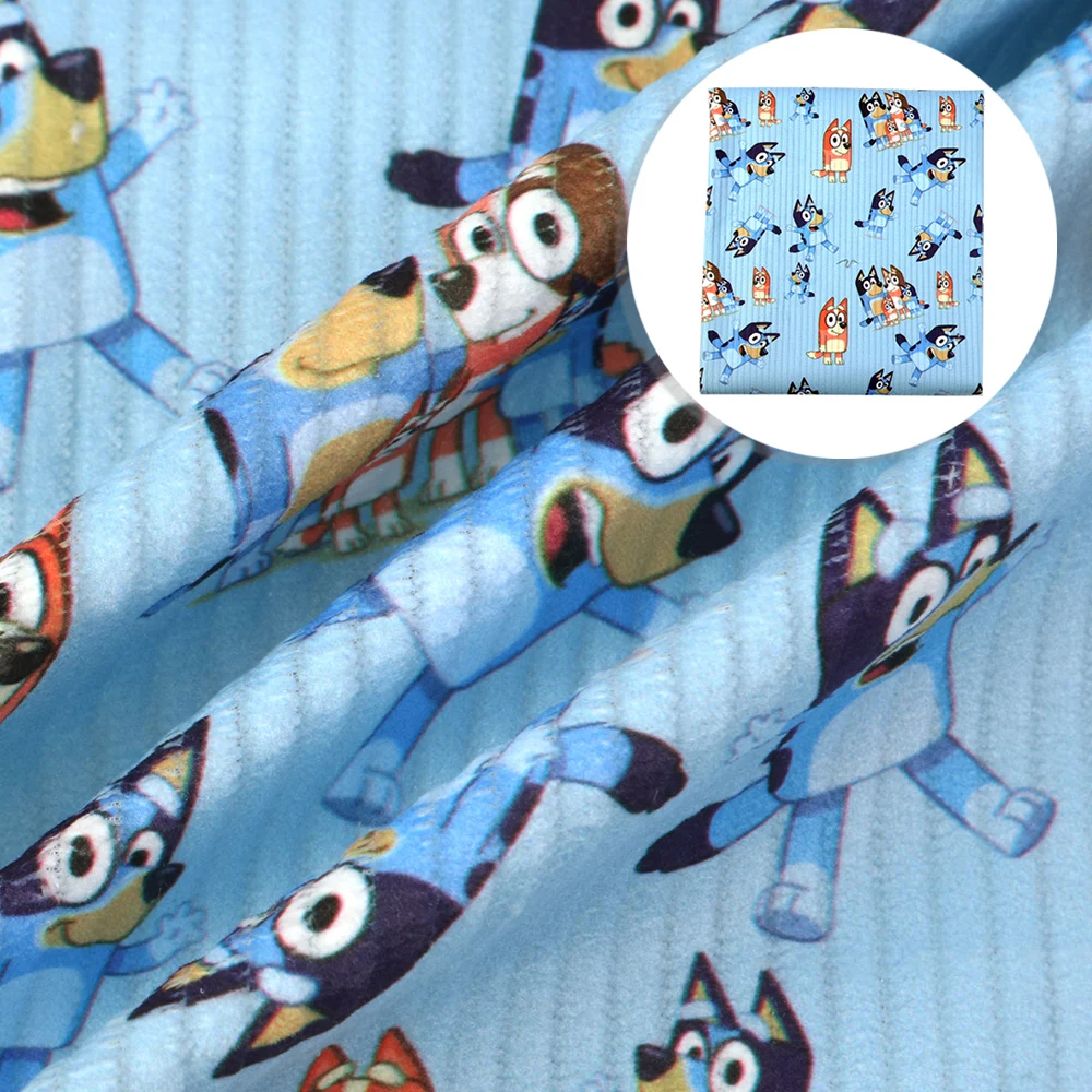 

50*140cm Cartoon Printed Stretch Corduroy FabricEmbossed Stripes Velvet Fabric Kids for Sewing Abdominal Cuffs,c9699