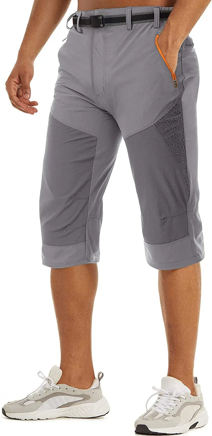 TACVASEN Men's Quick Dry Hiking Cargo Shorts 3/4 Training Capri Pants with Multi Pockets 