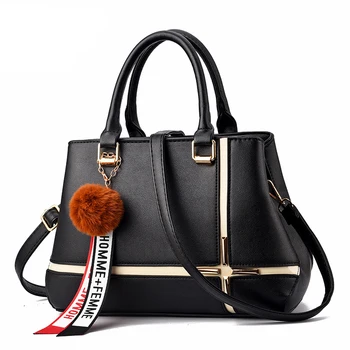 

Luxury Women Hairball Ornaments Totes Patchwork Handbag Party Purse Ladies Messenger Crossbody Shoulder Bags Women Handbags