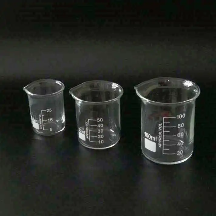 4 шт./компл. 25/50/100/200 мл стеклянный стакан для лабораторных тестов, мерная чашка объемная стеклянная посуда для лабораторных экспериментов