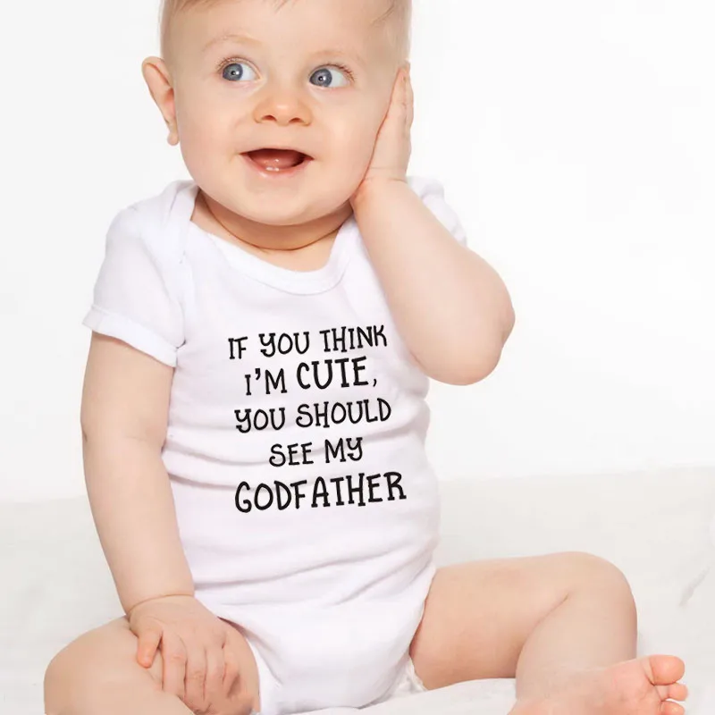 

Комбинезон детский хлопковый, с коротким рукавом, надписью «If You Think I'm Cute»