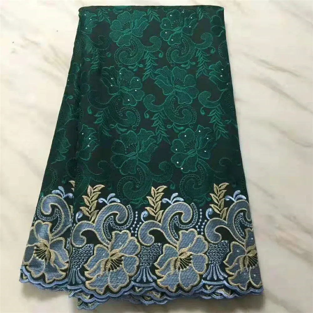 

High Quality African Nigeria Voile Tulle Beads Floral Lace Fabric French Swiss Net Guipure Lace Fabrics For Women Clothing