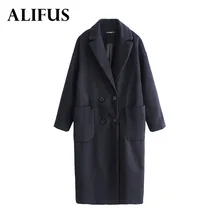 Модное весенне-осеннее шерстяное пальто для женщин, длинное шерстяное пальто с двойной пуговицей, тонкое женское осенне-зимнее шерстяное пальто, куртка-парка