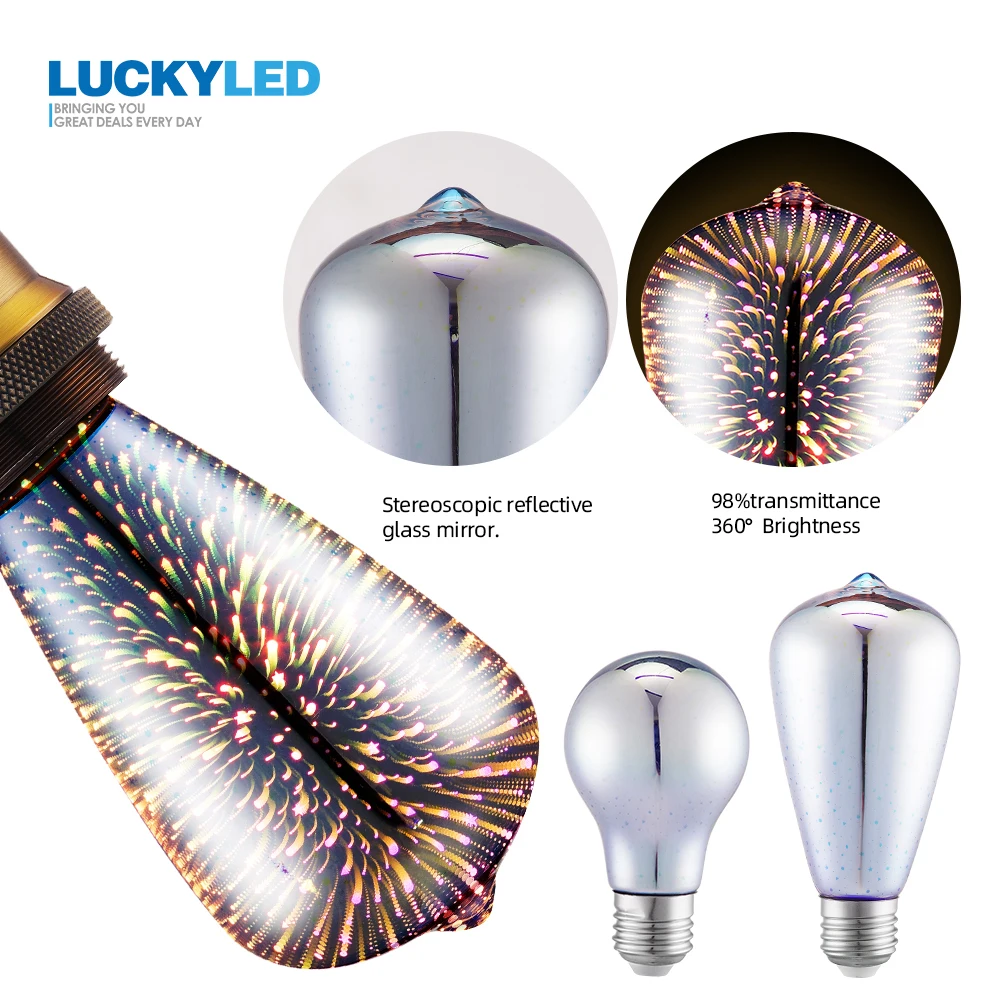 LUCKYLED светодиодный лампы E27 220v 110V 3D, стилизованные под языки пламени украшения светодиодный светильник A60 ST64 G80 G95 G125 праздничный светильник лампы Свадебная вечеринка ампулы