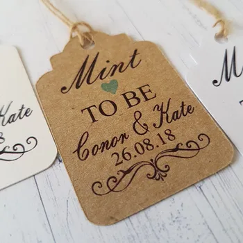 

customized Wedding Gift Tags Personalized name language date Mint To Be Bridal shower bachelor Engagement favor tags lables