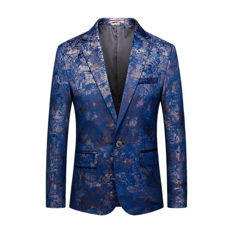 Мужской Блейзер 2019, Мужской Блейзер, пиджак, синий узор, вышивка, американский стиль, мужской костюм, Блейзер, masculino, приталенный, 5XL 4XL #918