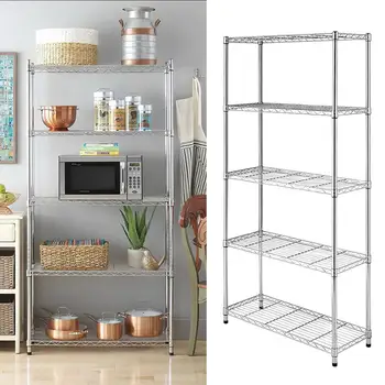 

5-Layer Chrome Plated Iron Shelf without Nylon Wheels Chrome Srorage Rack Kicthen Tool Daily Necessaries Receive Free Shipping