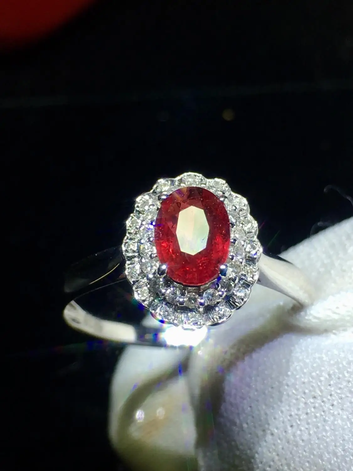 Хорошее ювелирное изделие из чистого 18 K Белый Золотой, Настоящее натуральное голубиное кроваво-красное рубиновое ювелирное изделие с бриллиантами 0.98ct, женские кольца для женщин, тонкое кольцо