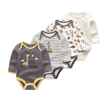 

4 PCS/lot Long Sleeve Newborn Baby jumpsuits Baby Boy Girl Romper Infant Roupas de bebe Clothes O-neck Baby Product