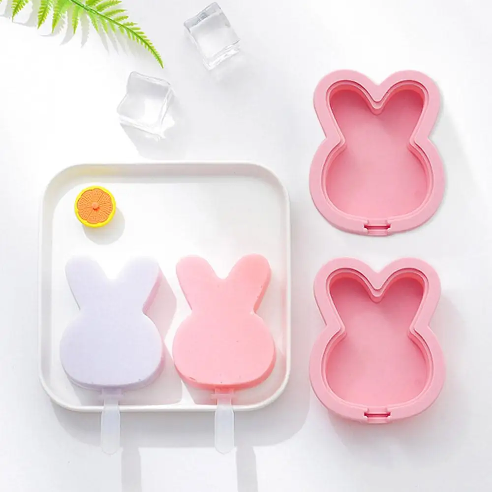 

Soft Ice Tray Molds with Lid Popsicle Sticks Milk Silicone Reusable Ice Cream Mold Diy Strawberry 4 Pack Pineapple Summer