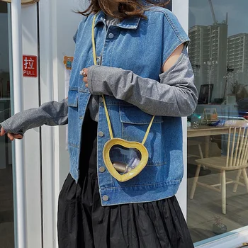 

Transparent Single Shoulder Bags Cartoon Jelly Women Messenger Crossbody Bag Fashion Girl Purse Cute Heart Shape Clear
