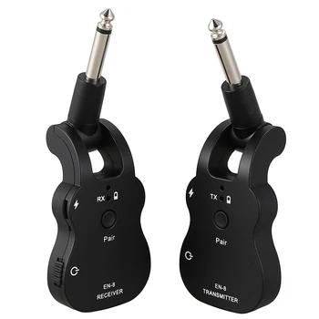 

SEWS-UHF Wireless Guitar Transmitter Receiver System Built-In Rechargeable Battery 100 Feet Audio Transmitter for Electric Guita