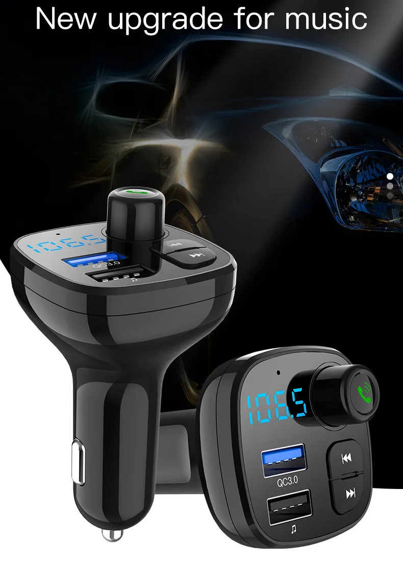 Автомобильный fm-трансмиттер модулятор QC3.0 быстрое зарядное устройство Bluetooth 4,2 автомобильный передатчик Комплект громкой связи дисплей напряжения с TF слотом для карты