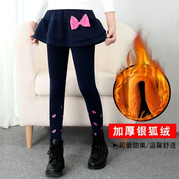 

2018 Winter Warm Leggings For Girls Thicken Skirt Legging Teenager Girls Plus Velvet Warm Pants Children Trousers 10 11 12 13 14