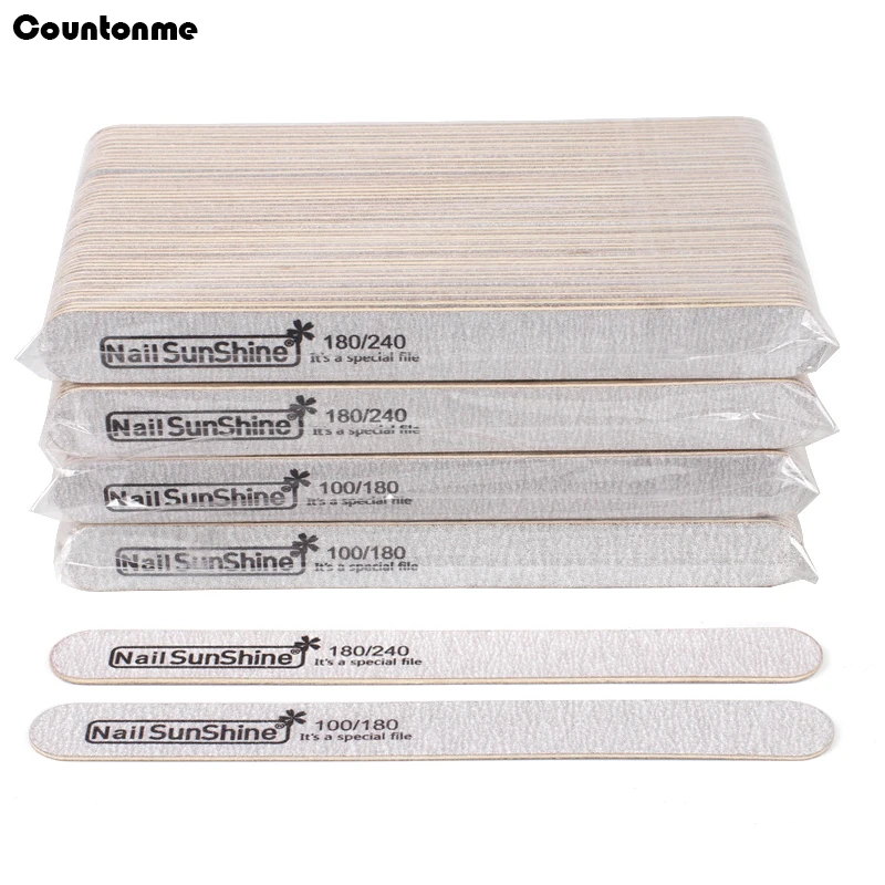 

50 Pcs /Lot 100/180 /240 Grit Wooden Nail Files Block Strong Sandpaper Washable Wood Files Emery Board Manicure Tools Set