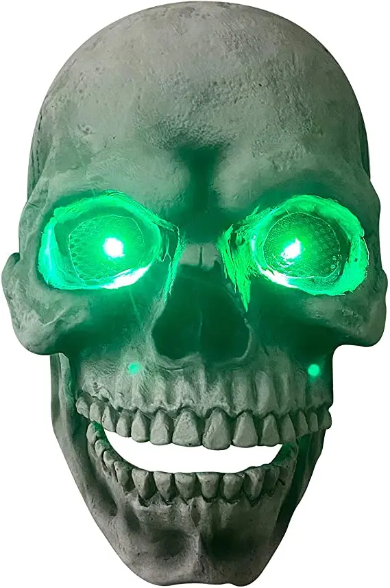 Halloween Glowing Skull Movable Mouth Latex Mask Luminous Eyes Face Cosplay Devil Ghost Horror Mask Skeleton Helmet Game