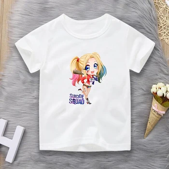 

Harley Quinn Drawings Boys T Shirt Joker Cartoon Print Girls T-shirt Children Summer Short Sleeve Tees Tops Kids Baby Tshirts