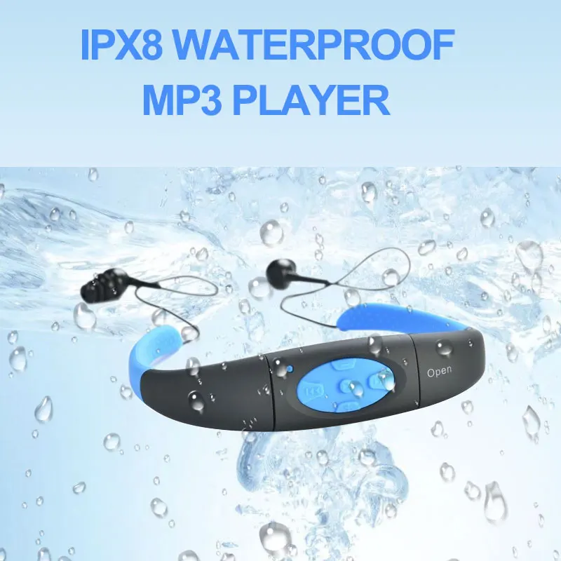 Водонепроницаемый MP3 плеер для плавания IPX8 подводный 10 футов Дайвинг 4 ГБ/8 Гб Память музыкальный плеер для наушники для плавания с fm-радио