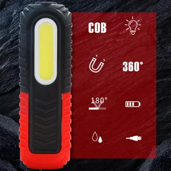 

New Super Bright Magnetic COB LED Flashlight Rechargeable Work Light 360 Degree Stand Hanging Torch Lamp Warning Light