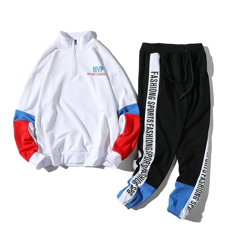 2019 Autumn Men Sportswear 2 Piece Set Sporting Suit Jacket+Pant Sweatsuit Clothing Tracksuit Hip Hop | Мужская одежда