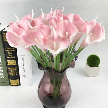 

10 Pcs/lot PU Artificial Flowers Mini Calla Lily Fake Flower Bouquet Home Office Wedding Decoration DIY Garland Headdress