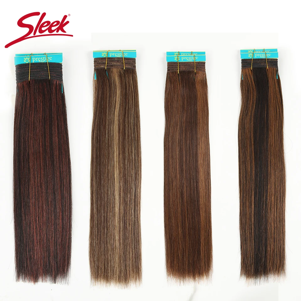 Sleek Double Drawn Brazilian Remy Human Hair Brown 4/30 P1B/30 Silky Straight Hair Weave P4/27 Color Human Extension 1 Pcs
