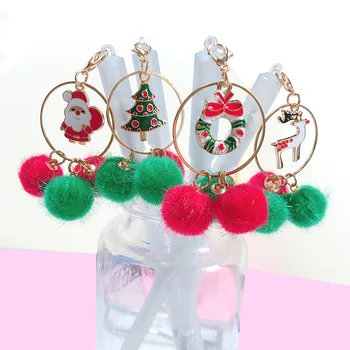 

24PCS Christmas Series Pendant Pen Girl Heart Hair Ball Santa Claus Hanging Gel Pens Student Stationery Kawaii School Supplies