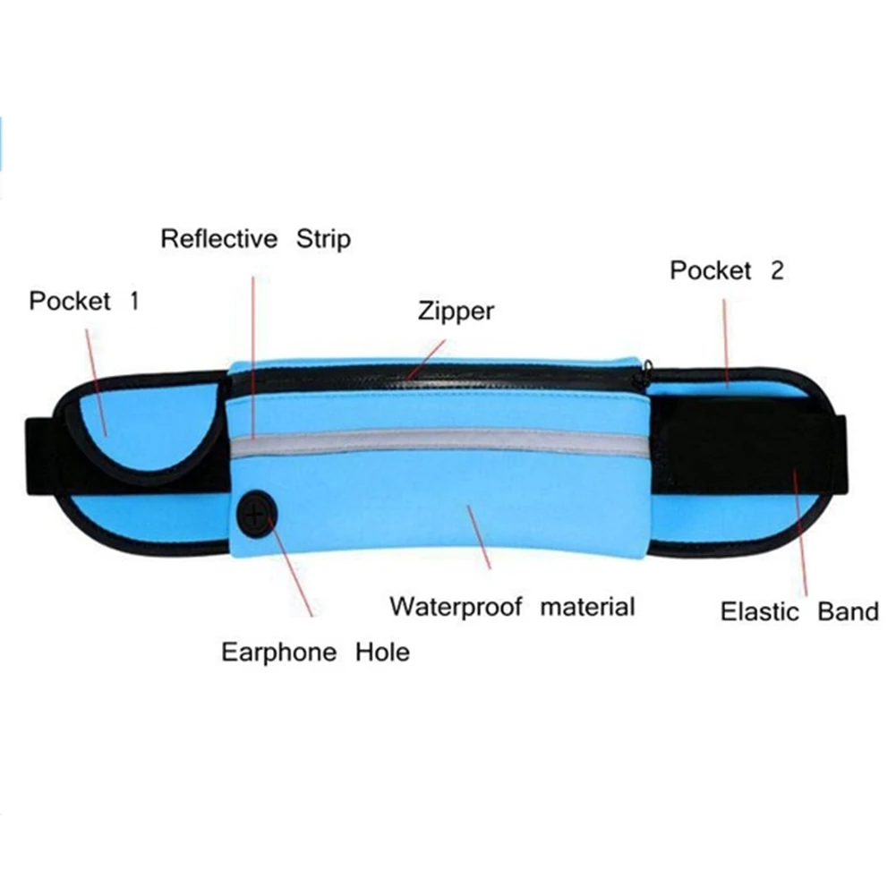1Pcs Running Waist Bag Portable Waterproof Running Waist Bag Jogging Hiking Sport Belt Anti-theft Pouch