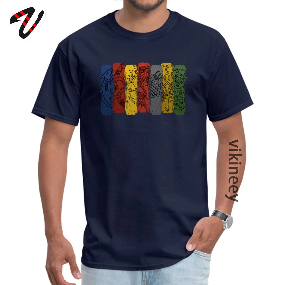 All_Houses_Logo__Game_of_Thrones_ Round Neck T Shirts Summer Normal Tops &amp;amp; Tees Short Sleeve Faddish Cotton T-Shirt Men All_Houses_Logo_-_Game_of_Thrones_748 navy