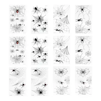 

12 Sheets Halloween Tattoos Stickers Funny Sweat-proof Body Decal for Cosplay Bar