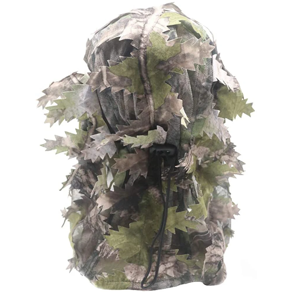 3 St Head Hood Head Cap Hood Hat Ghillie Camouflage Leafy Hat 3D Full Face Mask Headwear Turkey Camo Hunter Hunting Accessories