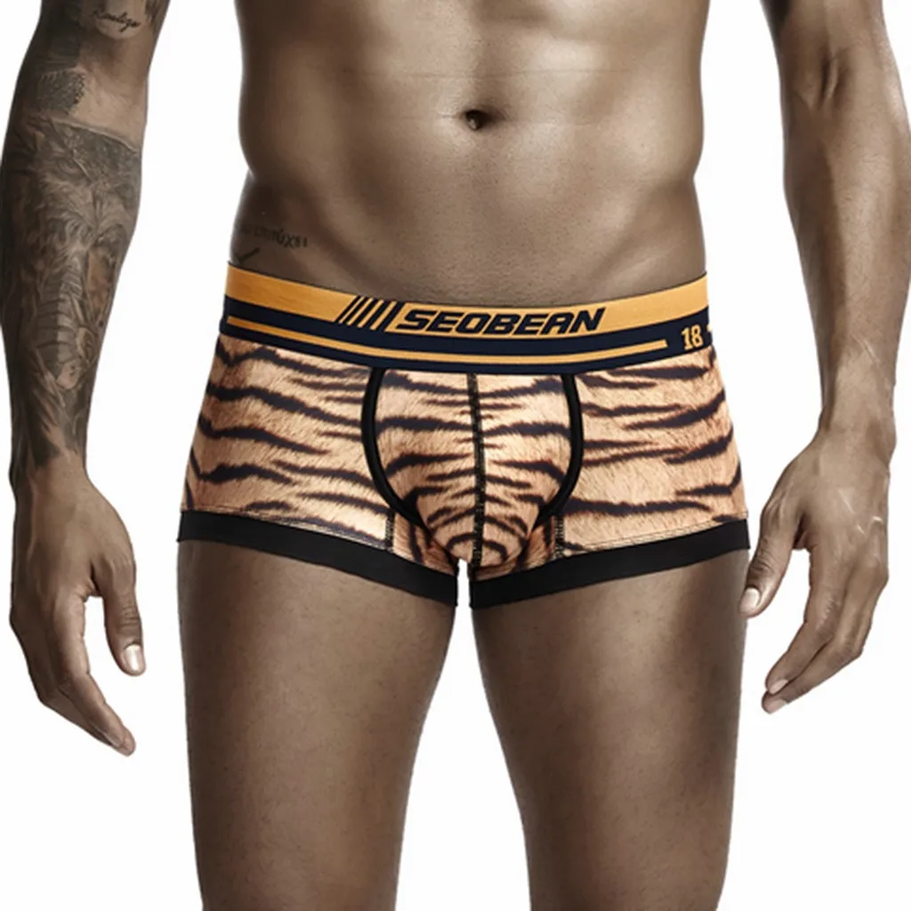 

SAGACE Men Boxer Panties Male Sexy Underpants Four Corners Shorts High elasticity Soft Leopard print Shorts Underwear Knickers