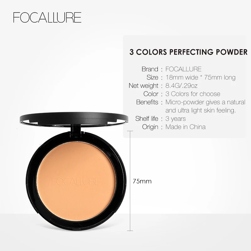Pressed Powder Foundation Mineral Face Pressed Oil Control Natural Foundation Powder 3 Colors Smooth Finish Concealer Setting