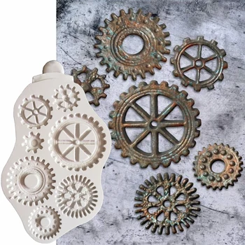 

Punk Steam Engine Gear Patterns Silicone Mold Clock Gel Sugar Molds Diy Chocolate Cake Decorative Baking Tool
