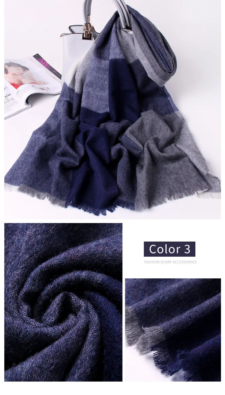 Wool Scarf for Women Winter Plaid Shawls and Wraps Ladies Brand Echarpe Pashmina Plaid Warm Scarves Wool Foulard Femme